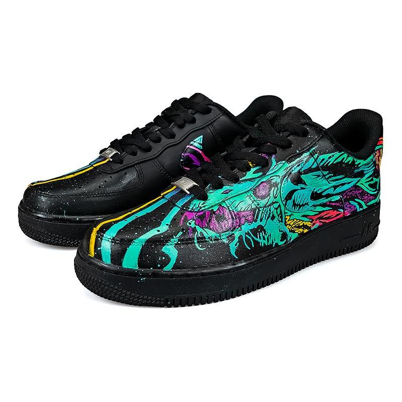 [Custom Night Wish]  Air Force 1 Skateboarding Shoes Men Low-top Black/blue/yellow/purple/orange/pink