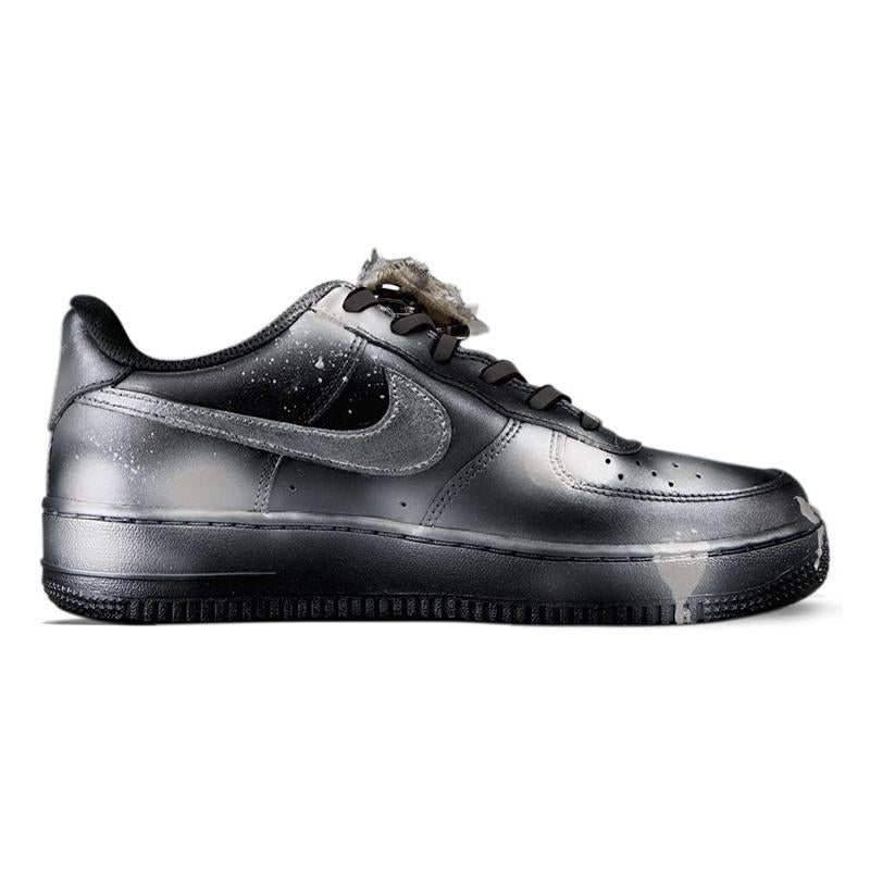 [Custom Splashed Ink Technology]  Air Force 1 Skateboarding Shoes Men Low-top Black/Sliver