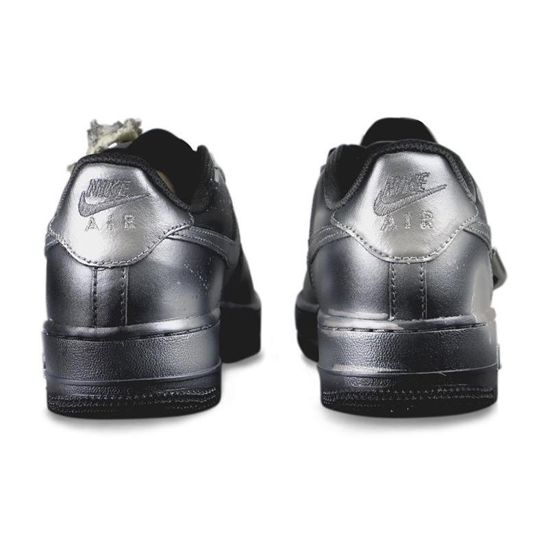 [Custom Splashed Ink Technology]  Air Force 1 Skateboarding Shoes Men Low-top Black/Sliver