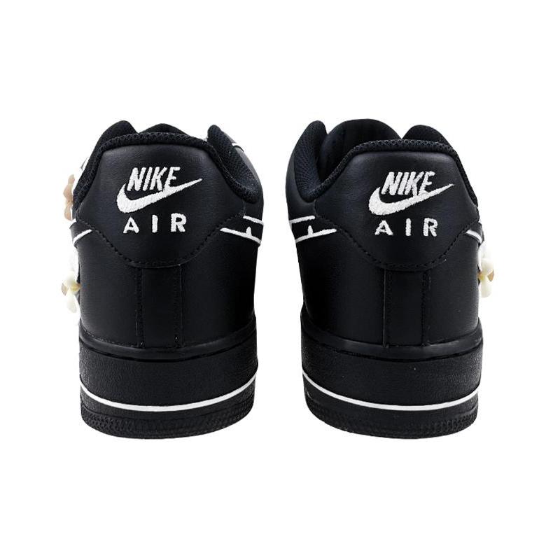 [Custom Men's three-dimensional flowers]  Air Force 1 Skateboarding Shoes Men Low-top Black/white