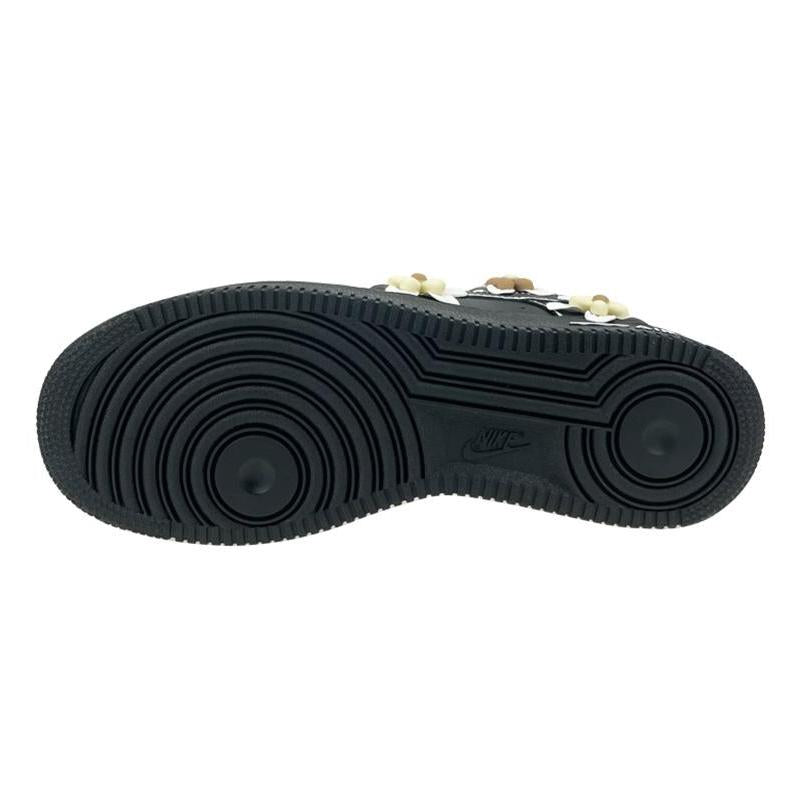 [Custom Men's three-dimensional flowers]  Air Force 1 Skateboarding Shoes Men Low-top Black/white