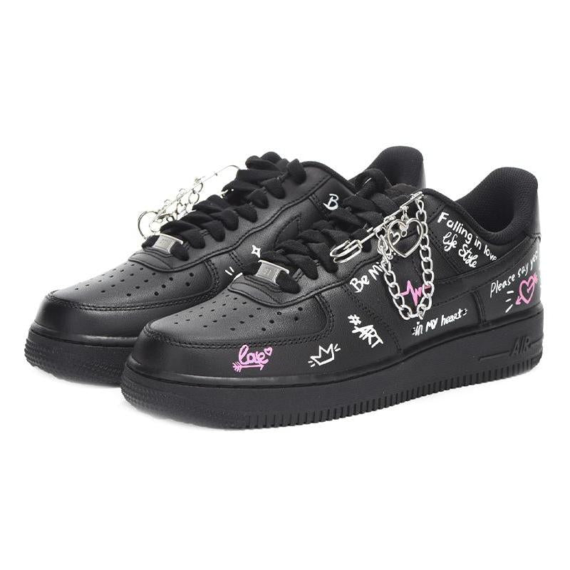 [Custom Men's letter graffiti]  Air Force 1 Skateboarding Shoes Men Low-top