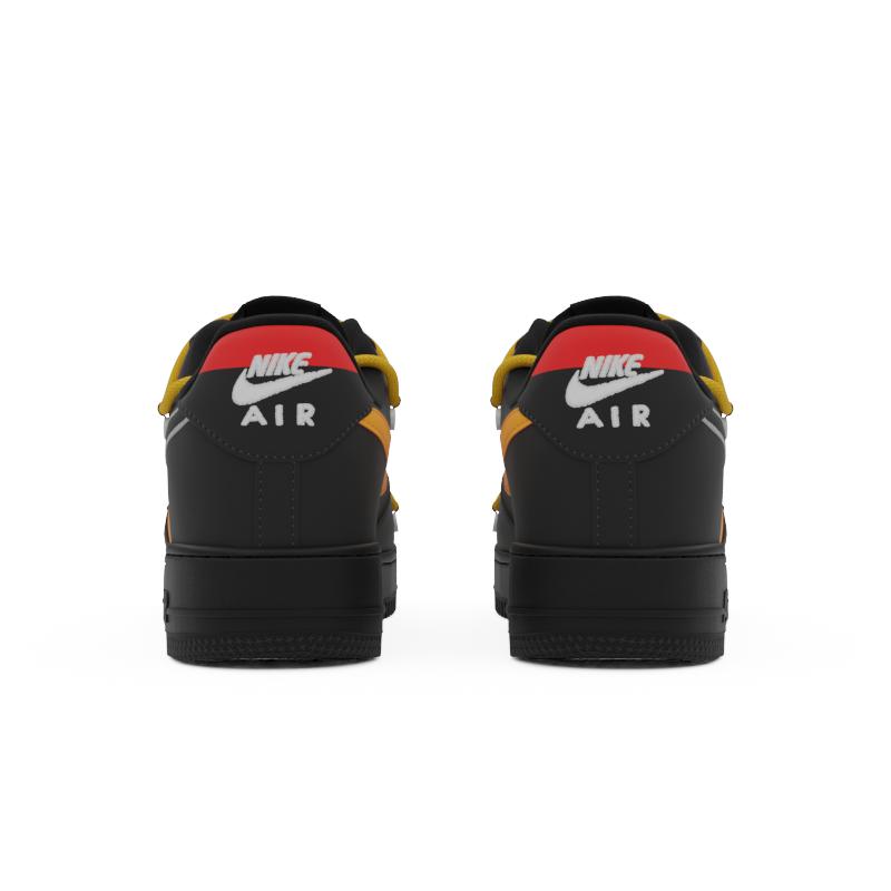 [Custom The AF claw marks are black and yellow]  Air Force 1 Skateboarding Shoes Unisex Low-top Black/Yellow/Red