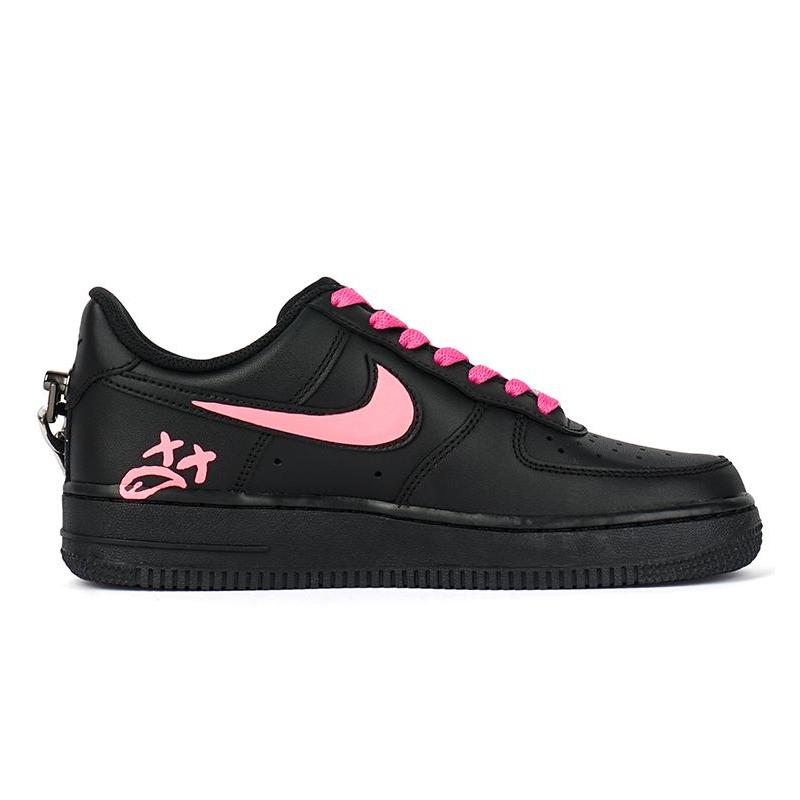 [Custom Men's low-top graffiti sneakers in black pink] Male  Air Force 1 Low Skate shoes
