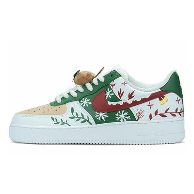 [Custom Christmas snowflake branches]  Air Force 1 Skateboarding Shoes Unisex
