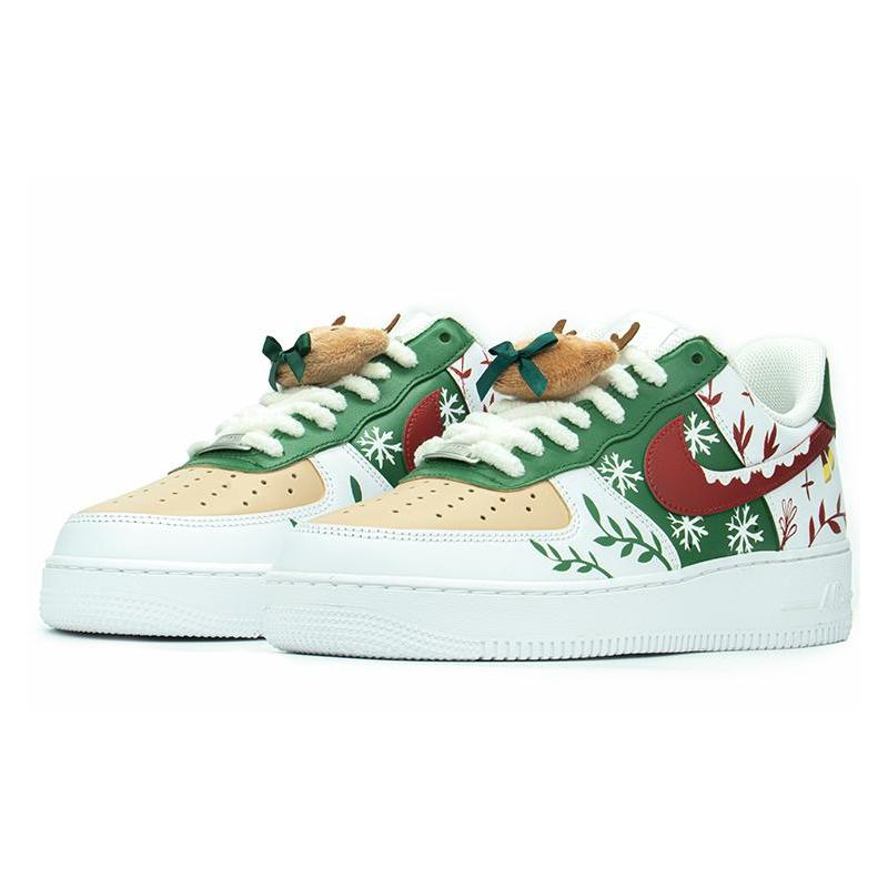 [Custom Christmas snowflake branches]  Air Force 1 Skateboarding Shoes Unisex
