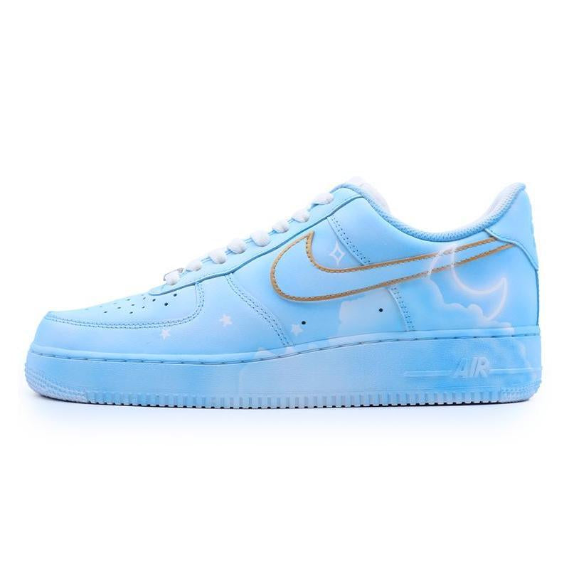 [Custom Eighteen AF1 Moon Nebula Blue]  Air Force 1 Skateboarding Shoes Unisex Low-top Blue