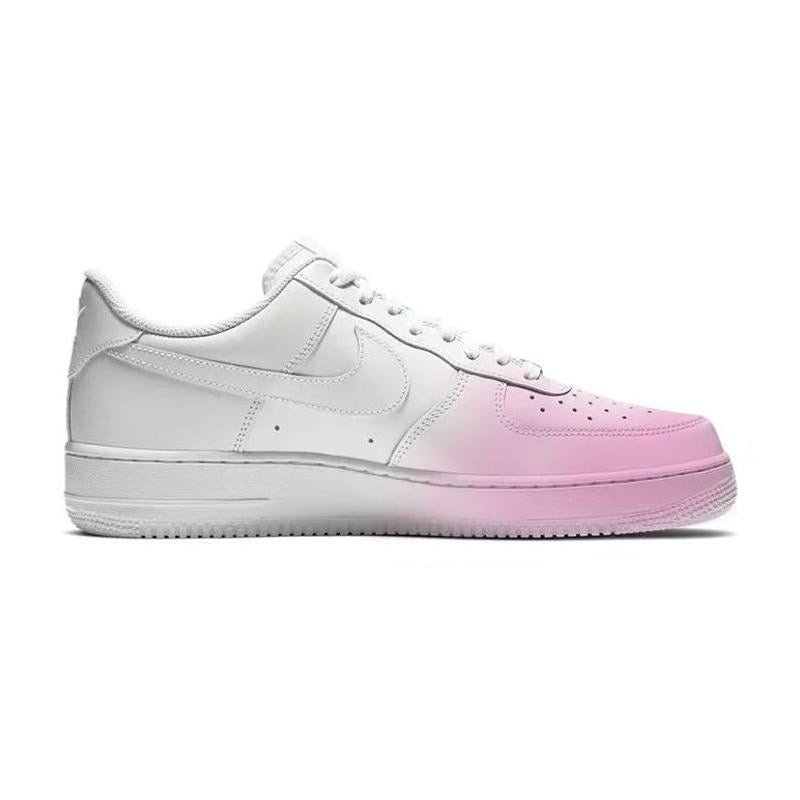 [Custom Roses on the Qixi Festival]  Air Force 1 Skateboarding Shoes Men Low-top White/pink