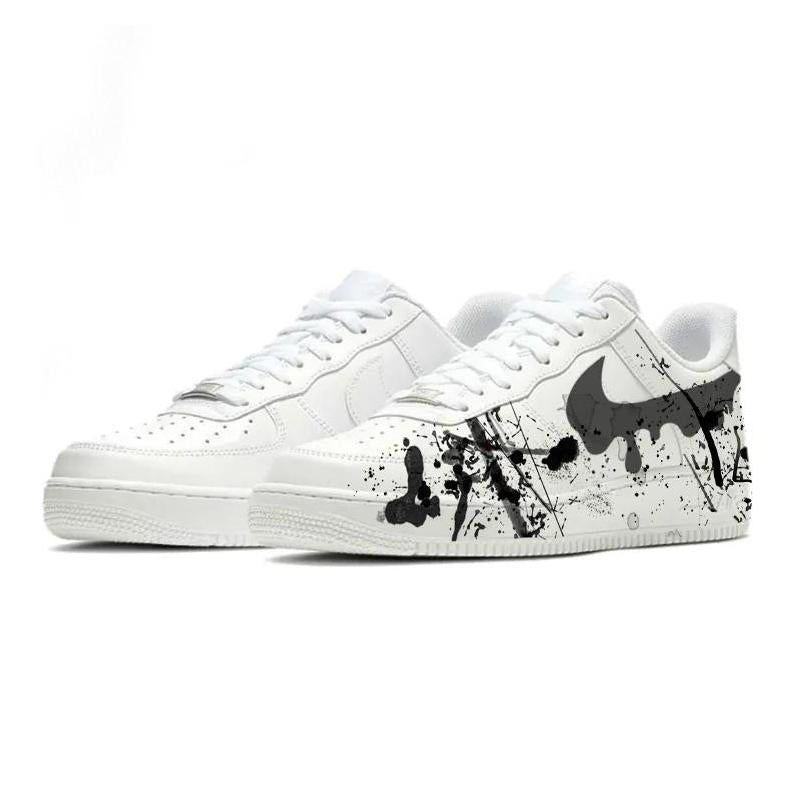 [Custom Splash ink and melt]  Air Force 1 Skateboarding Shoes Men Low-top White/black