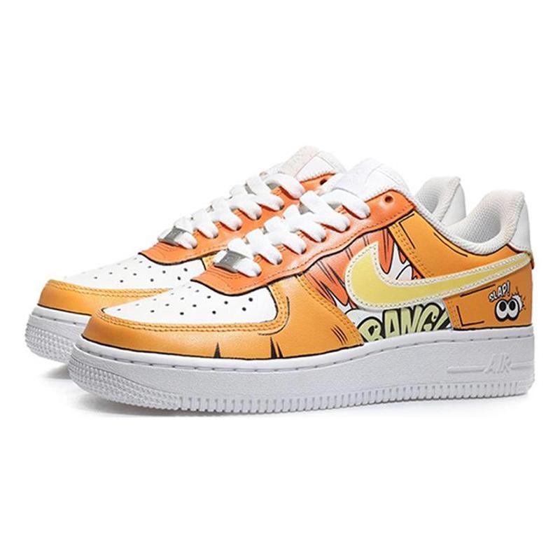 [Custom Comic 2D Orange]  Air Force 1 Skateboarding Shoes Men Low-top Orange