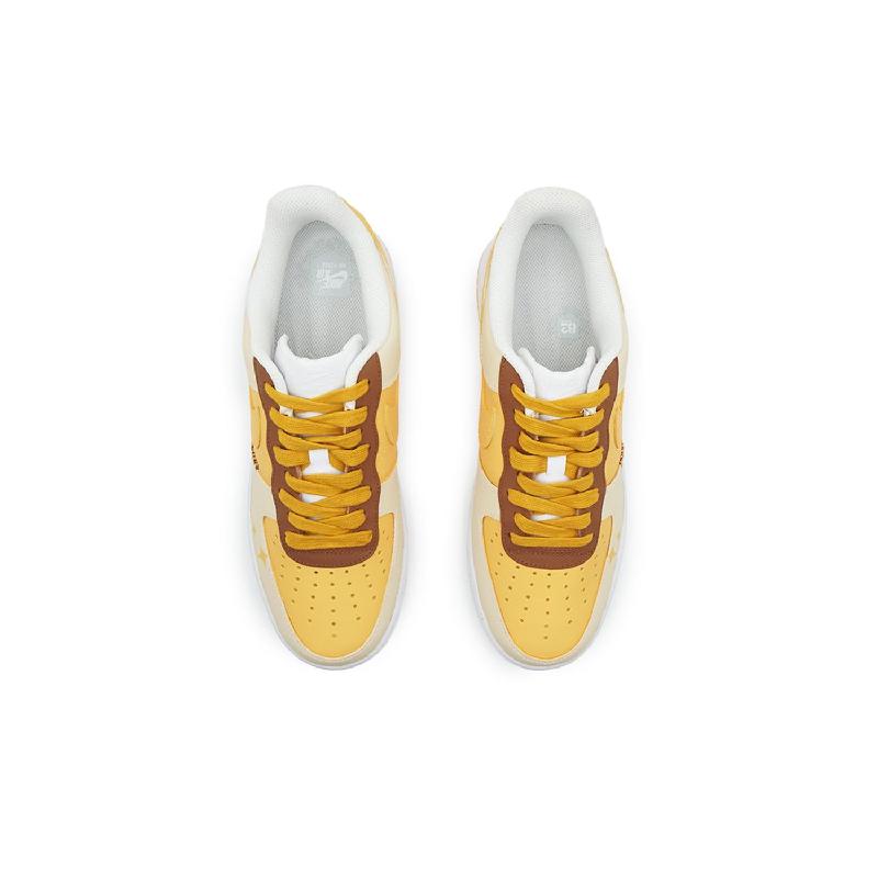 [Custom Brownish-yellow wind language for both men and women]  Air Force 1 Skateboarding Shoes Unisex Low-top Yellow/orange