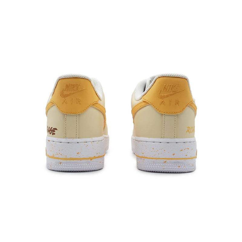 [Custom Brownish-yellow wind language for both men and women]  Air Force 1 Skateboarding Shoes Unisex Low-top Yellow/orange