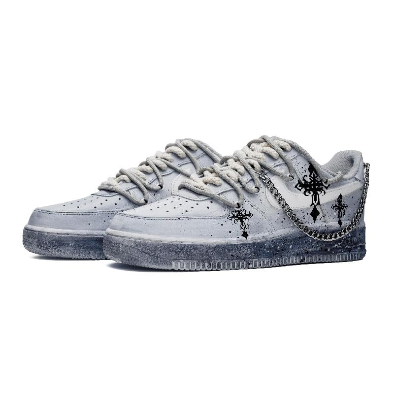 [Custom The men's style for baptism Day is grey and black]  Air Force 1 Skateboarding Shoes Men
