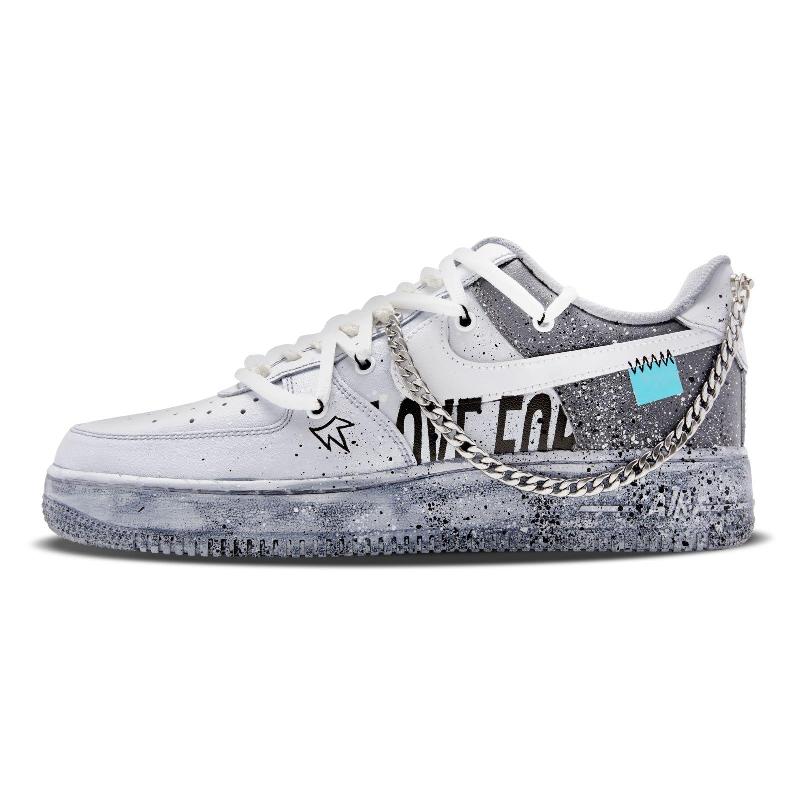 [Custom Gray, Steeped In Text] Air Force 1 Low Skate Shoes Unisex