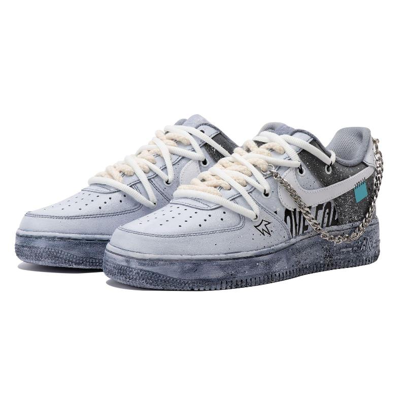 [Custom The men's style is dyed in gray and black]  Air Force 1 Skateboarding Shoes Men