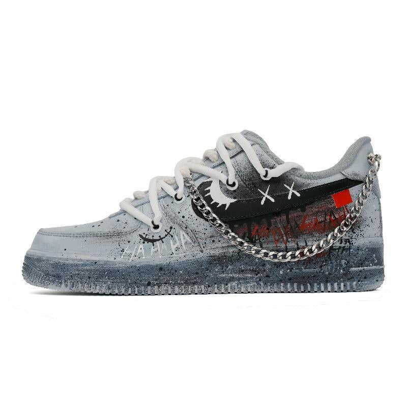 [Custom American graffiti men's style in gray and black]  Air Force 1 Skateboarding Shoes Men