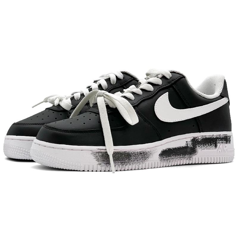 [Custom Black swan]  Air Force 1 Skateboard Shoes Men Low-Top Black/White