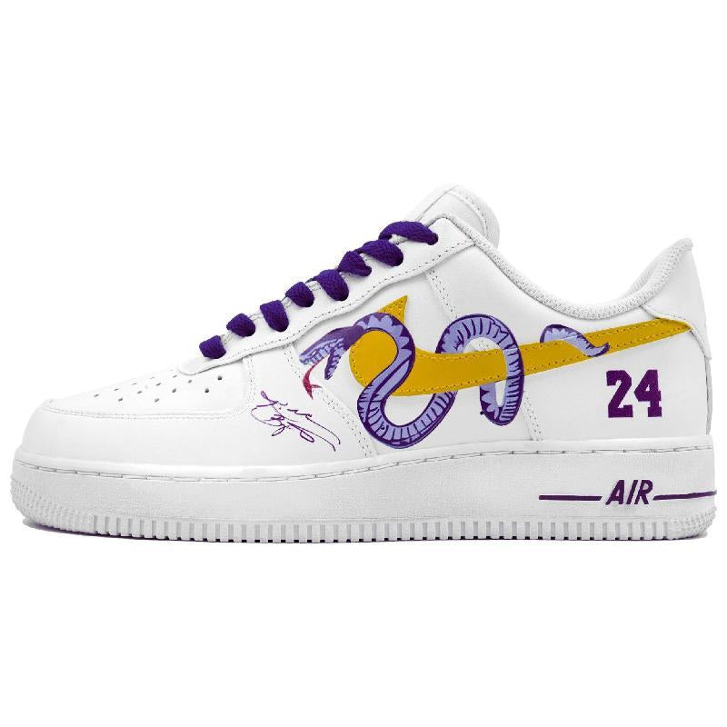 [Custom Purple gold Mamba white]  Air Force 1 Skateboarding Shoes Unisex Low-top Purple