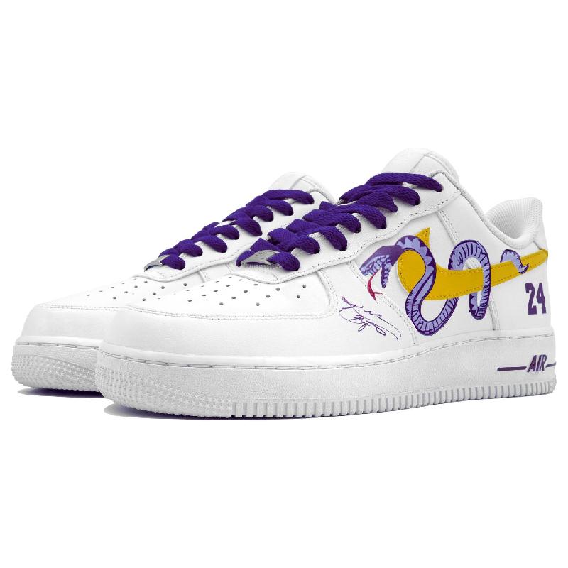 [Custom Purple gold Mamba white]  Air Force 1 Skateboarding Shoes Unisex Low-top Purple