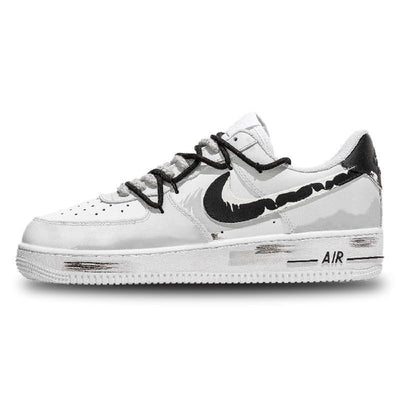 [Custom Gravitational space-time]  Air Force 1 Skateboarding Shoes Unisex Low-top Gray