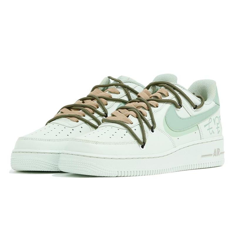[Custom Men's summer-style QD]  Air Force 1 Skateboarding Shoes Men Low-top Green/Brown