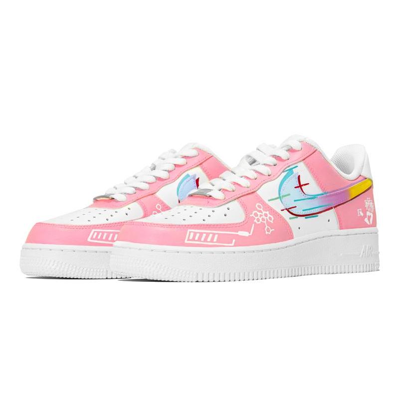 [Custom Avalanche Berry]  Air Force 1 Skateboarding Shoes Men Low-top Pink/white