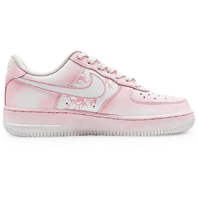 [Custom Pink Bambo]  Air Force 1 Skateboard Shoes Unisex Low-Top White/Pink