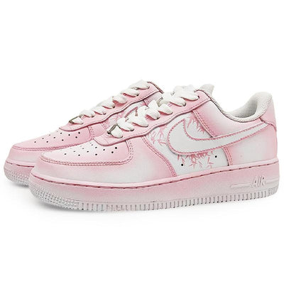 [Custom Pink Bambo]  Air Force 1 Skateboard Shoes Unisex Low-Top White/Pink