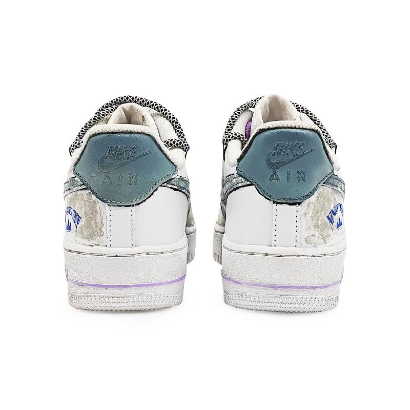 [Custom Ninth Street 2.0]  Air Force 1 Skateboard Shoes Unisex Low-Top Gray/White/Gray Blue/Purple/Blue/Black