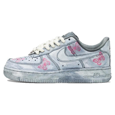 [Custom Broken Butterfly Man]  Air Force 1 Skateboarding Shoes Men Low-top Pink