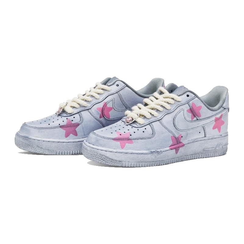 [Custom The pink star male]  Air Force 1 Skateboarding Shoes Men Low-top Pink
