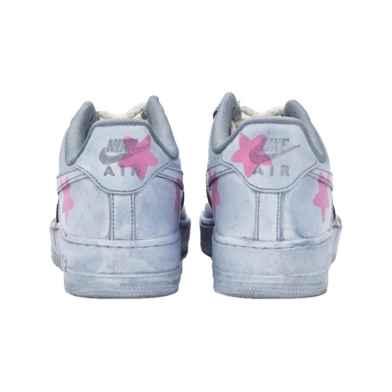 [Custom The pink star male]  Air Force 1 Skateboarding Shoes Men Low-top Pink