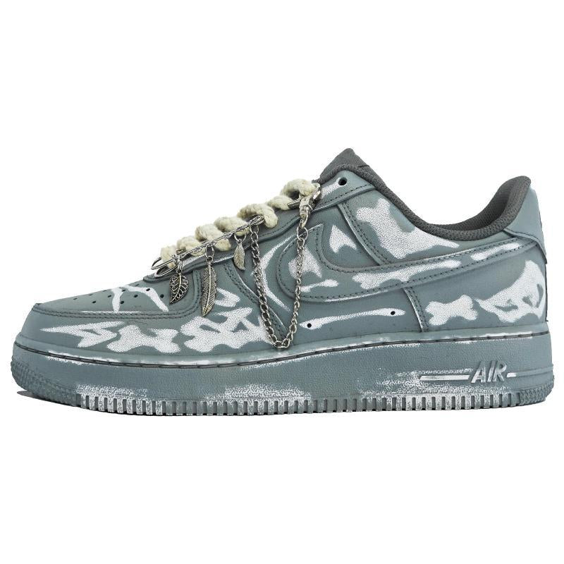 [Custom Men's scratch-off card gray QD]  Air Force 1 Skateboarding Shoes Men
