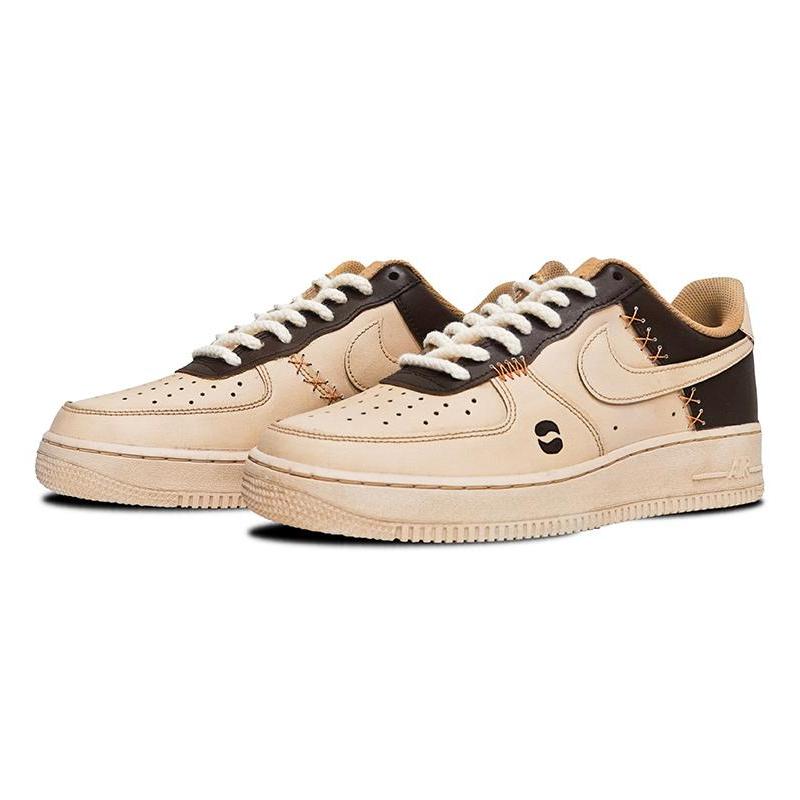 [Custom The men's coffee beans are brown]  Air Force 1 Skateboarding Shoes Men Low-top Brown/Taupe