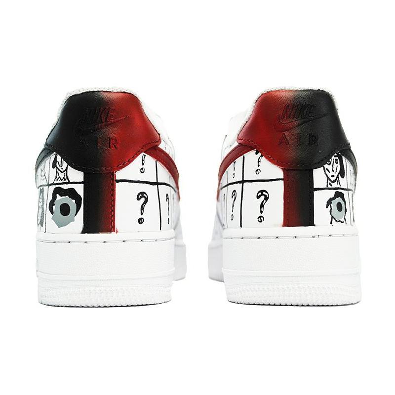 [Custom Men's hand-painted portrait in white, black and red]  Air Force 1 Skateboarding Shoes Men