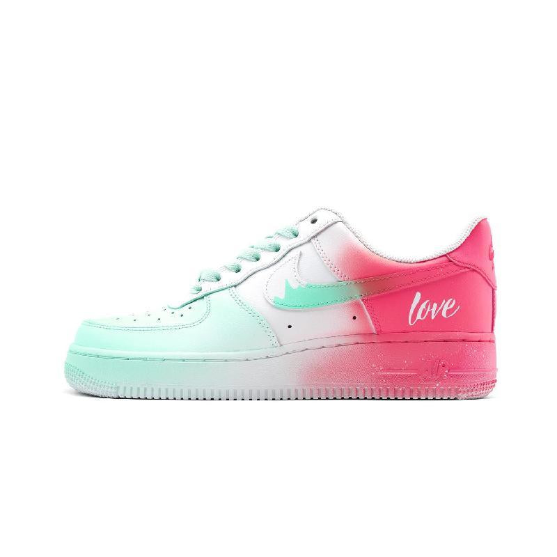 [Custom Love Notes: Red and green]  Air Force 1 Skateboarding Shoes Men Low-top White/green/red