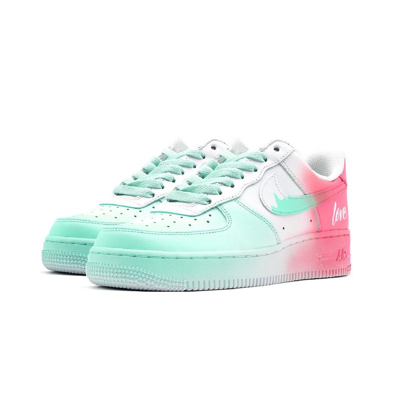 [Custom Love Notes: Red and green]  Air Force 1 Skateboarding Shoes Men Low-top White/green/red