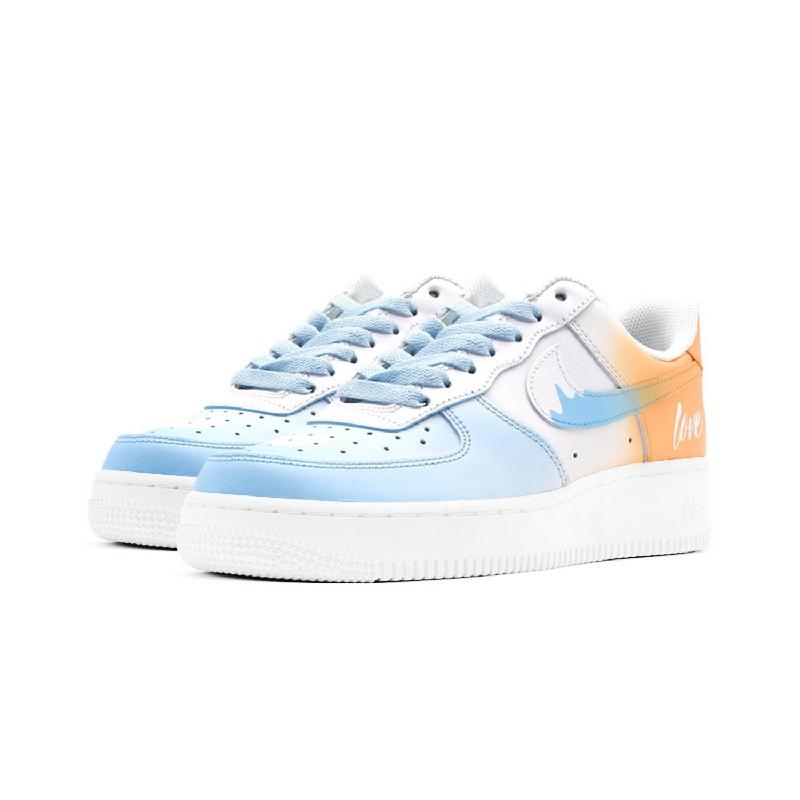 [Custom Love Notes Blue and orange]  Air Force 1 Skateboarding Shoes Men