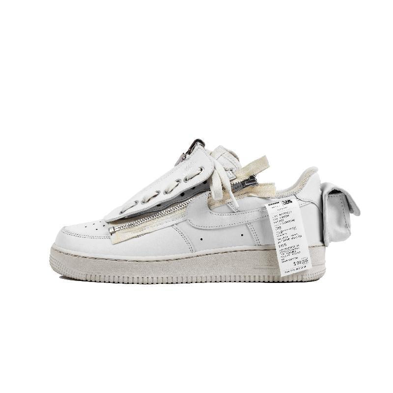 [Custom Four-dimensional deconstruction]  Air Force 1 Skateboarding Shoes Men Low-top White/beige/light Gray