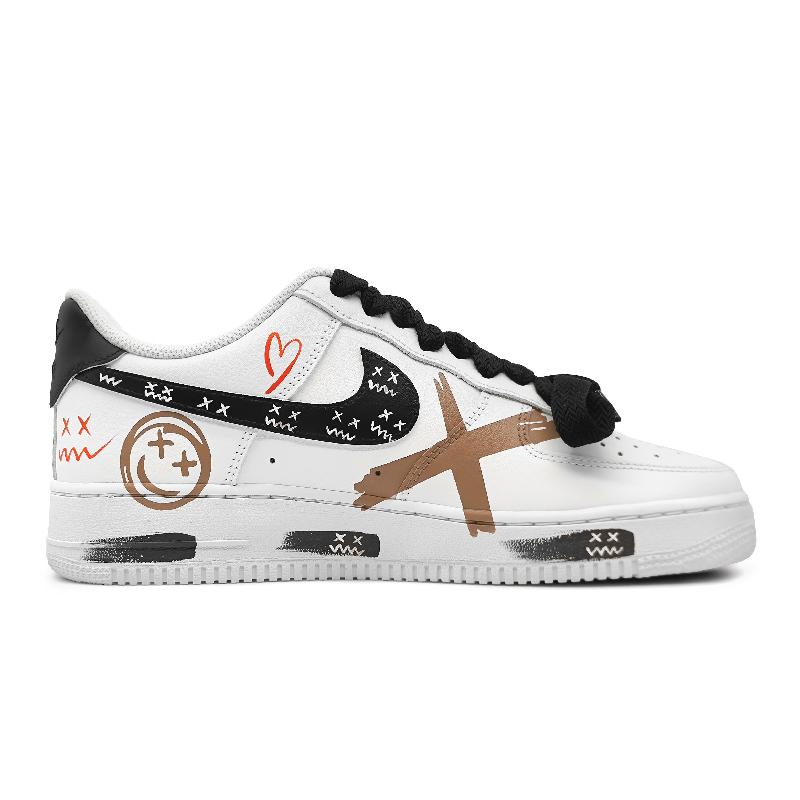 [Custom Men's fluid flamboyant red and brown]  Air Force 1 Skateboarding Shoes Men Low-top Rouge Campeche/Brun