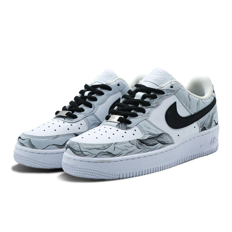 [Custom Men's ink wash painting]  Air Force 1 Skateboarding Shoes Men