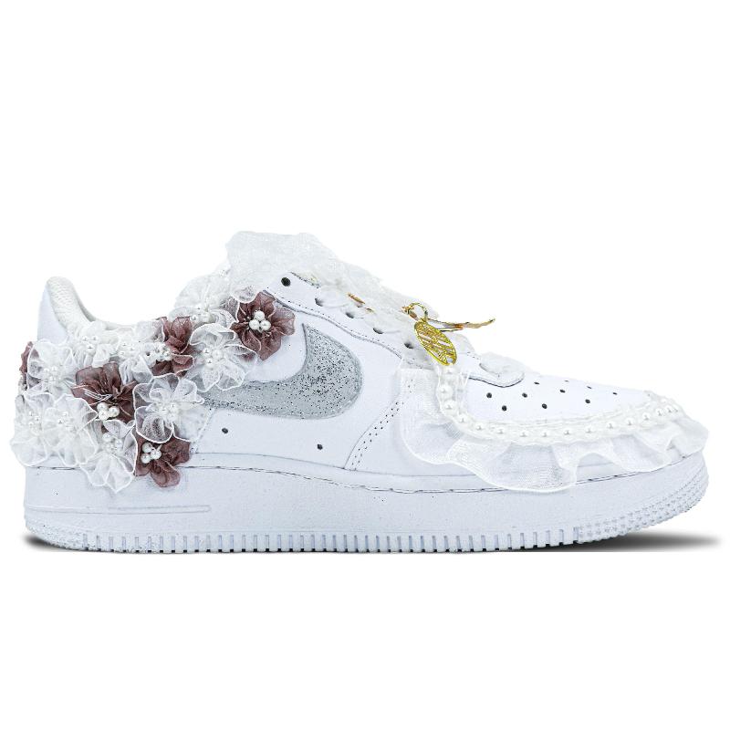 [Custom White wedding shoes]  Air Force 1 Skateboarding Shoes Men