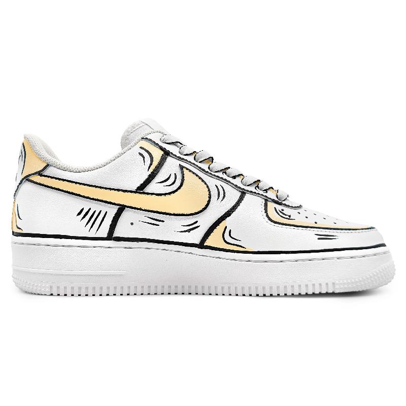 [Custom Male 2D style in yellow and gray]  Air Force 1 Skateboarding Shoes Men Low-top White/Black
