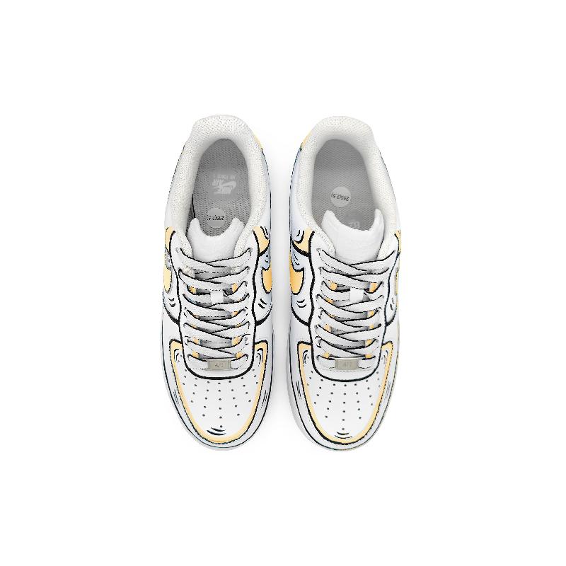 [Custom Male 2D style in yellow and gray]  Air Force 1 Skateboarding Shoes Men Low-top White/Black