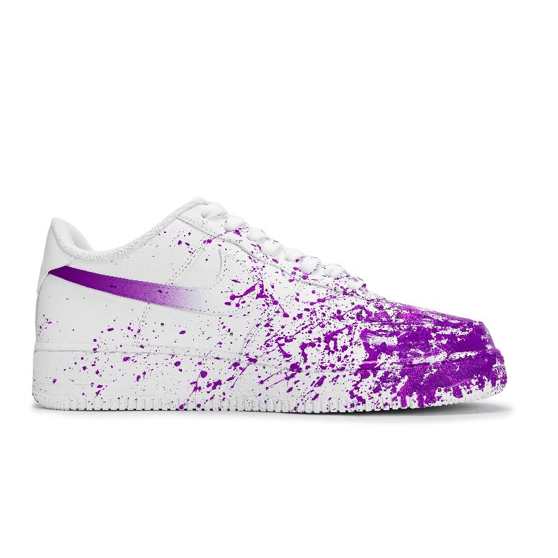 [Custom The same scene of decadence for both men and women]  Air Force 1 Skateboard Shoes Unisex Low-Top White/Purple