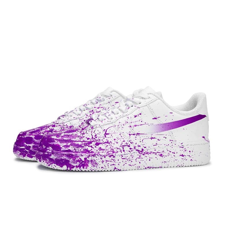 [Custom The same scene of decadence for both men and women]  Air Force 1 Skateboard Shoes Unisex Low-Top White/Purple