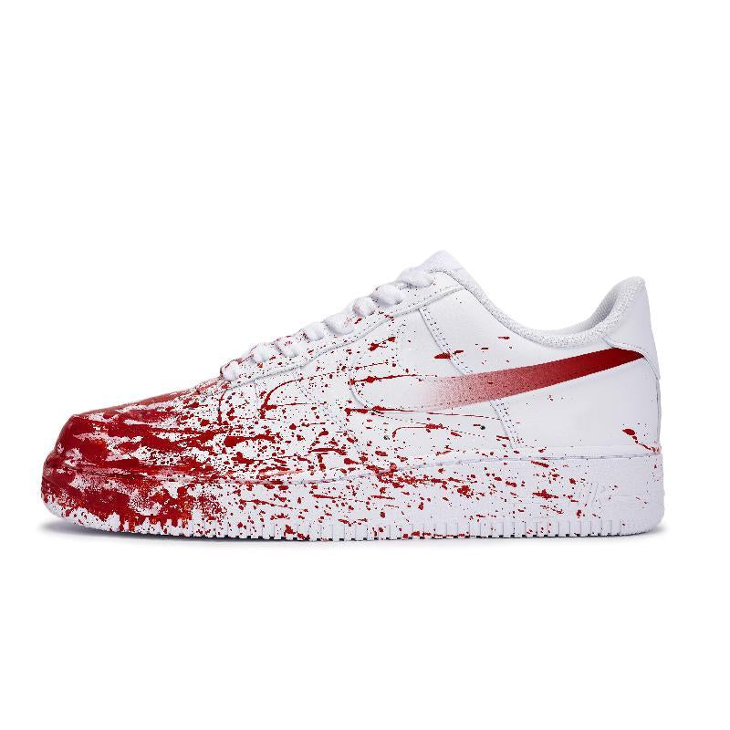 [Custom The same crime scene for both men and women]  Air Force 1 Skateboard Shoes Men Low-Top White Red