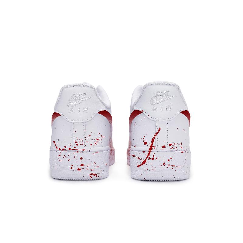 [Custom The same crime scene for both men and women]  Air Force 1 Skateboard Shoes Men Low-Top White Red