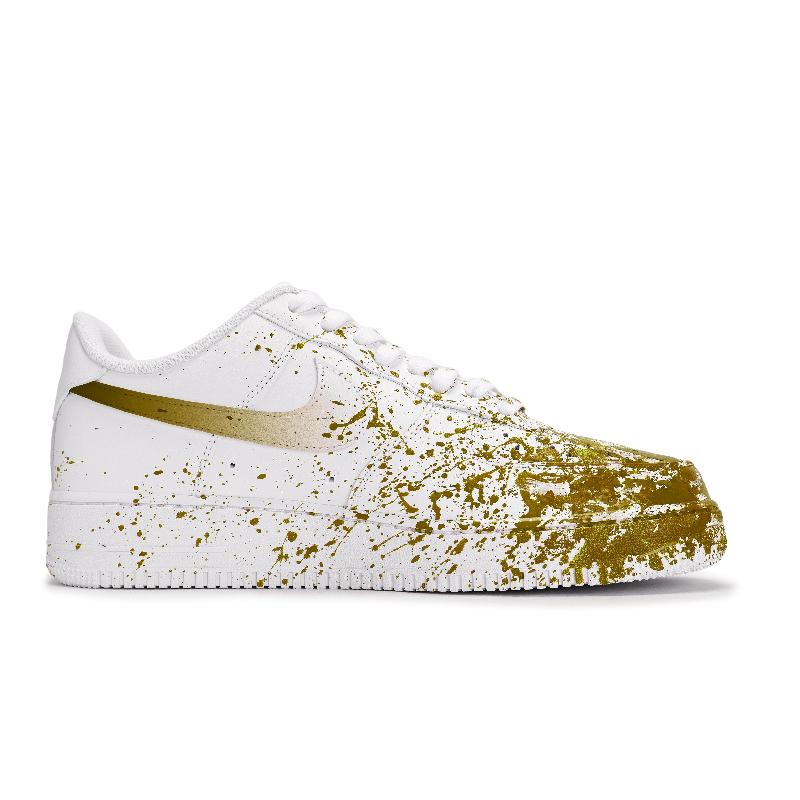 [Custom Immersive live for both men and women]  Air Force 1 Skateboard Shoes Unisex Low-Top White/Yellow