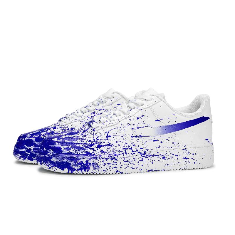 [Custom The scene of the same imagination for men and women]  Air Force 1 Skateboard Shoes Men Low-Top White Blue
